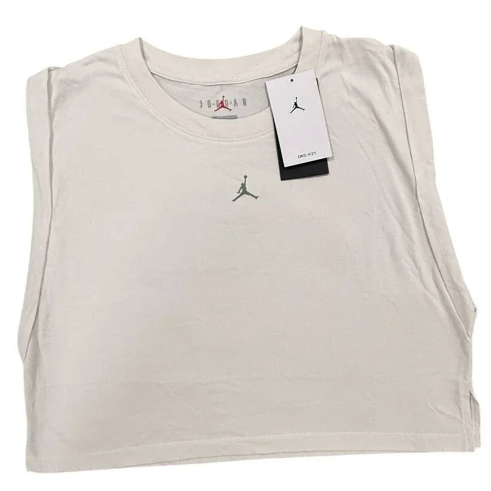Jordan‎ Dri-Fit Oversized Cropped Tank Top White Sleeveless Small